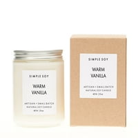 Едноставна соја природна миризлива соја свеќа, топла мантија од ванила, оз