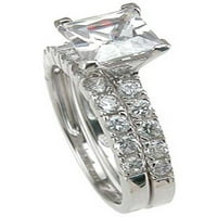 Стерлинг сребрен родиум завршен прстен за прстен за принцези