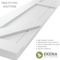 Ekena Millwork 15 W 57 H TRUE FIT PVC Две еднакви панели Фарма куќа фиксни ролетни за монтирање w z-bar, термичка зелена боја