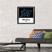 Мајами Марлинс - Постери за wallидови на лого, 14.725 22.375 Рамка