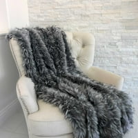 Fau Fur Grey Luxury Throw 114in 120in