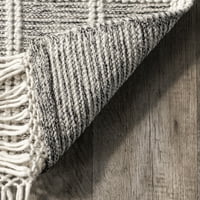 Nuloom Huia Casual Striped волна мешавина од килим, 5 '8', слонова коска