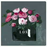 Wynwood Studio Canvas Love Pink Bouquet Mase and Glam Lifestyle Wall Art Canvas Print Pink Pastel Pink 12x12