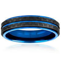 Крајбрежен накит сино позлатен прстен од јаглеродни влакна од не'рѓосувачки челик
