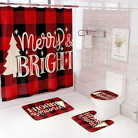 Божиќна Завеса За Туширање Четириделен Комплет Дигитално Печатење Бања Четириделна Водоотпорна Завеса За Туширање Нелизгачки