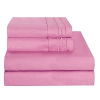 Бесплатен без брчки микрофибер кревет постави длабок џеб -светло светло розово