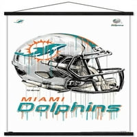 Мајами делфини - Постери за wallидови на кациги со магнетна рамка, 22.375 34