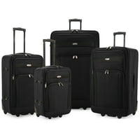 Елитен багаж Торино 4-парчен мекиот лесен сет за тркалачки багаж, црна
