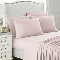 Слатка домашна колекција серија за кревети - Дополнителен мек микрофибер длабок џеб -лист сет - бледо розов, полн