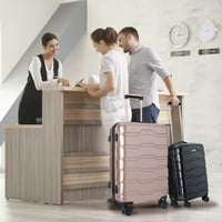Yoneston патнички багаж сет за проширување на ABS тврд багаж за багаж со куфер на тркала за заклучување на TSA, 20 24 28in -