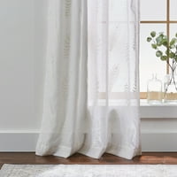Подобри домови и градини извезени ботанички чисти 95 единечна завеса панел ванила со сон полиестер постелнина