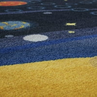 Mohawk Home Prismatic Space Rocket Multi преодна тема Детска прецизна печатена област килим, 8'x10 ', морнарица и жолта