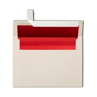 Luxpaper A Foil обложени коверти, 1 4, Peel & Press, Lb. Natural W Red поставеност, пакет