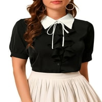 Уникатни поволни цени за јака за контраст на жените, вратоврски од предниот дел од кошулата со кратки ракави со кратки ракави