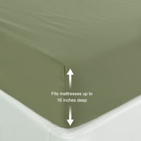 Уникатни поволни цени за четкан микрофибер опремен лист за кревет со маслиново зелена кралица