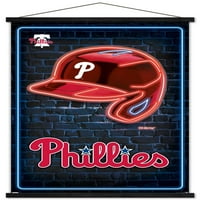 Филаделфија Филис-Неонски Шлем Ѕид Постер Со Магнетна Рамка, 22.375 34