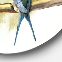 DesignArt 'Две штала ластовички птици на гранка' фарма куќа метална wallидна уметност - диск од 29