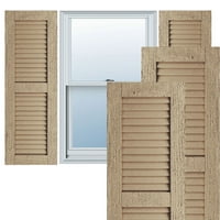 Ekena Millwork 12 W 24 H Rustic Two Two Equal Louver Rough Sawn Fau Wood Sulters, Prided Tan