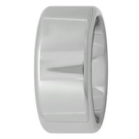 Машка сребрена тон тонфрам со висок полски свадбен бенд - Менс прстен