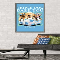 Џим Болдвин-Тројно Куче Осмели Се Ѕид Постер, 22.375 34 Врамени