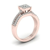 3 4CT TDW Diamond 10K розово злато кластерски кластер за невестински прстен