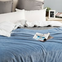 Фланел руно ќебе близнак со големина сина лесна плишана плишана микрофибер ќебе за кревети по кревет