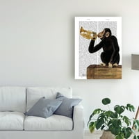 Трговска марка ликовна уметност „Мајмун игра труба“ платно уметност од фан фанки