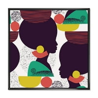 DesignArt 'Етничка геометриска силуета на афроамериканец III' Современа врамена платно wallидна уметност печатење