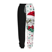 Хеи_к Мода Обична Женска Божиќна Печатена Шема Лабави Панталони За Шиење
