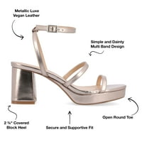 Ournourneуни колекција женски самилејски металик вегански кожа платформа сандали