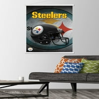 Питсбург Стилерс-Шлем Ѕид Постер Со Дрвена Магнетна Рамка, 22.375 34