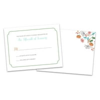 Персонализирана картичка за венчавки со цветни граници RSVP