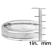 Крајбрежен накит бело јаглеродни влакна вметнат прстен од не'рѓосувачки челик