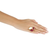 Златно обоена црвена халцедонија и мајка на бисерски кластерски прстен
