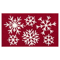 Главен став Црвена снегулка плетена празнична акцент килим 20 x34 - црвено бело
