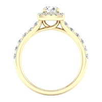 Империјален КТ ТДВ тркалезен дијамантски ореол прстен во жолтото злато