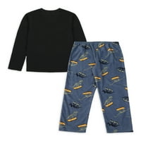 Чудо на нација момчиња со долг ракав графички врв со џогерски панталони за спиење пижами, големини 4-18