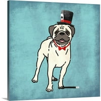 GreatBigCanvas Magical Pug By Marcus Prime Pink Grey Blue 36 in. W 36 in. H Uncramped Canvas Art Print Hardware Вклучен