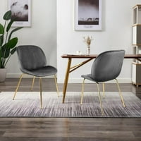 Дизајнерска група Шарлот колекција на кадифени тапацирани столици за живеење, темно сива боја, сет од 2