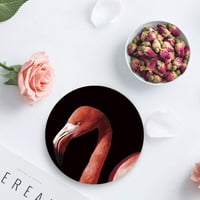 Фламинго Сет На Тркалезна Подлога За Пијалоци, Абсорбента Керамички Камени Подлоги За Чаши Со Подлога Од Плута За Домашна Кујна