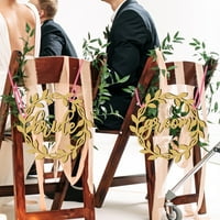 Постави Свадба Стол Знаци Европски Стил Рустикален Дрвени Шупливи Еднократно Декоративни НАПРАВИ САМ Невестата Младоженецот
