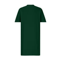 Уорка Елегантен Цврст Краток Ракав Обичен Џеб Со Должина На Коленото Лабави Фустани Со Плус Големина За Жени Зелени