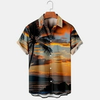 Машки Моден Етнички Краток Ракав Секојдневен Печатење Хавајски Кошула Блуза Маица