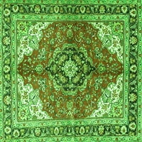 Ахгли Компанија Внатрешен Правоаголник Медалјон Зелена Традиционална Област Килими, 2'4'