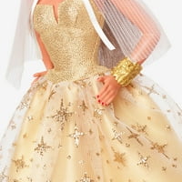Празнична Кукла Барби, Сезонски Колекционерски Подарок, Златна Тоалета и Светло-Кафеава Коса