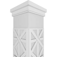 Ekena Millwork 10 W 8'H Craftsman Classic Square Non-Tapered Imperial Fretwork Column W Prairie Capital & Prairie Base
