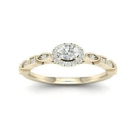 3 8CT TDW Diamond 10k жолто златно ореолски прстен за ангажман