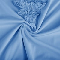 Летни Кошули За Жени Чипка Цврсти Кратки Ракави Култури Блузи Сини М