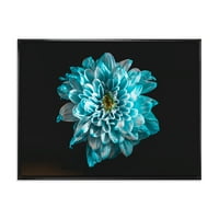 DesignArt 'Затвори цвет со бело и сино ливчиња, традиционално врамено платно wallидно печатење