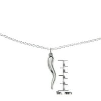 Примарен сребрен стерлинг сребрен родиум позлатен италијански приврзок со рог со ланец на кабел за форзантина